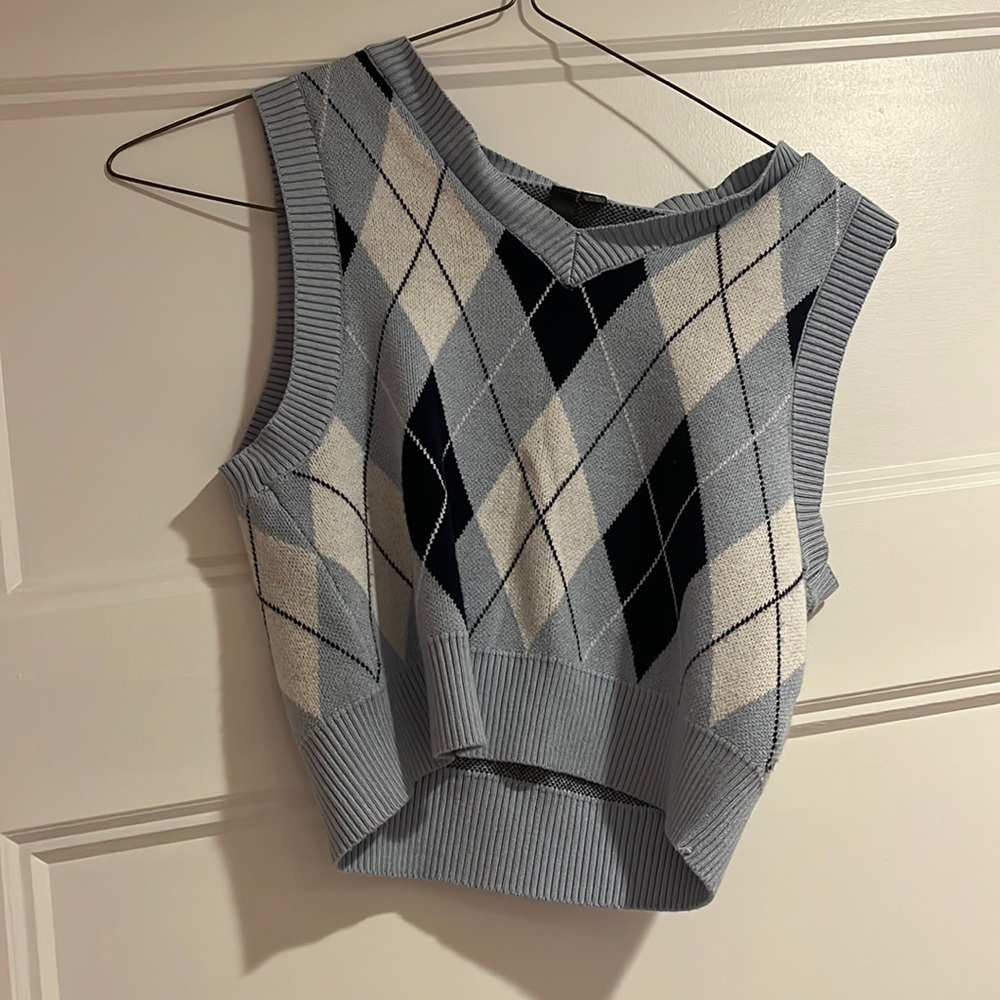 Garage Blue Cropped Sweater Vest